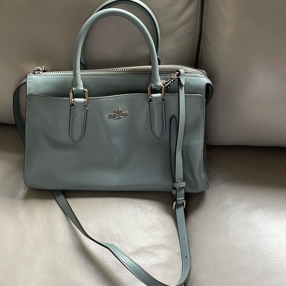 Coach Bond Convertible Blue Leather Satchel Bag Crossbody Hand bag Purse